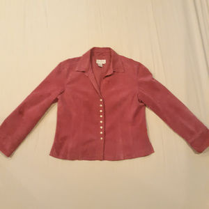 Live a little 100% leather pink button down jacket